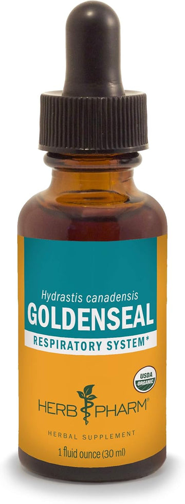 Herb Pharm Certified Organic Goldenseal Liq Extract for Respiratory System Support, Organic Cane Alcohol, 1