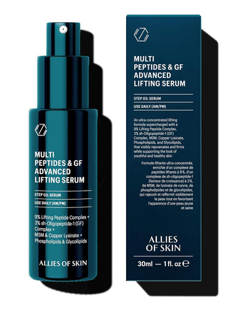 Allies Of Skin Jumbo Size Multi Peptides & Growth Factor Collagen Boosting Face Serum | Skin Tightening Anti-Aging Complex With 9% Peptides| Firms Sagging Skin & Visibly Reduces Wrinkles (1.7 Oz)