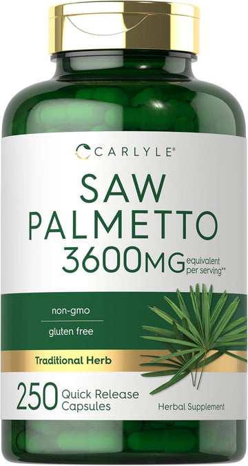 Carlyle Saw Palmetto Extract | 3600Mg | 250 Capsules | Non-Gmo And Gluten Free Formula From Saw Palmetto Berries