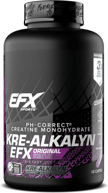 Efx Sports Kre-Alkalyn Efx | Ph Correct Creatine Monohydrate Pill Supplement | Strength, Muscle Growth & Performance | 200 Servings, 400 Capsules