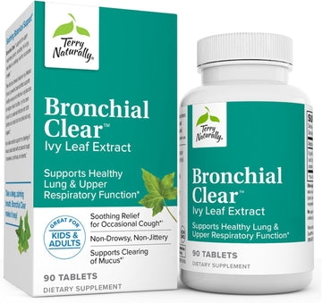 Terry Naturally Bronchial Clear - 90 Tablets - Soothing Relief For Occasional Cough - Non-Drowsy, Non-Jittery Formula - Non-Gmo - 90 Servings