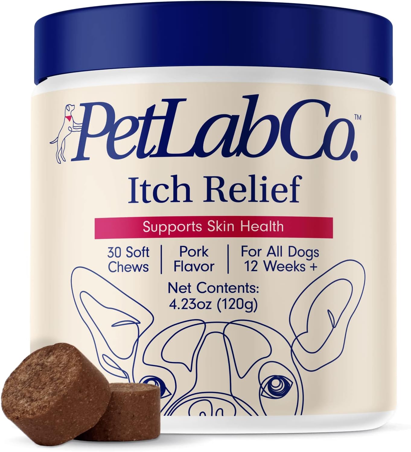 Petlab Co. Itch Relief Chews - Support For Dry, Occasionally Itchy Skin & Coats - Formulated With Turmeric, Omega 3 & 6, Honey - Packaging May Vary