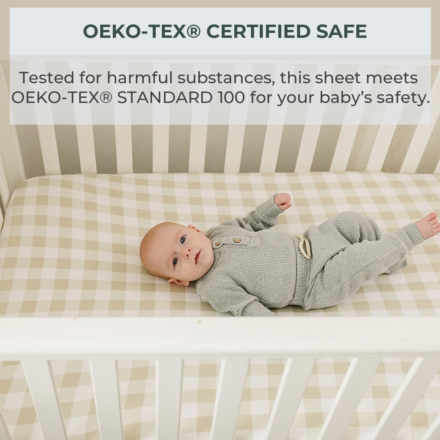 Pobibaby - 2 Pack Premium Fitted Baby Boy Crib Sheets For Standard Crib Mattress - Ultra-Soft Jersey Knit, Safe And Snug, And Stylish Ocean Crib Sheet (Gingham Khaki)