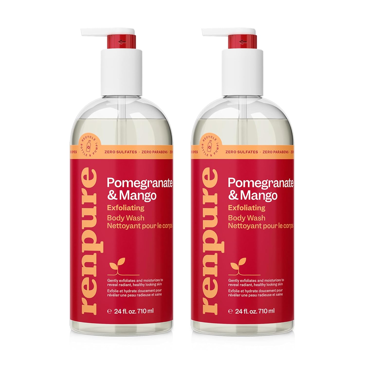 Renpure Pomegranate & Mango Body Wash 2-Pack, 24Oz