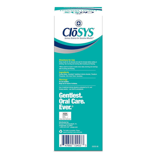 CloSYS Sensitive Mouthwash, 32 Ounce, Gentle Mint, Alcohol Free, Dye Free, pH Balanced, Helps Soothe Mouth Sensitivity, Fights Bad Breath