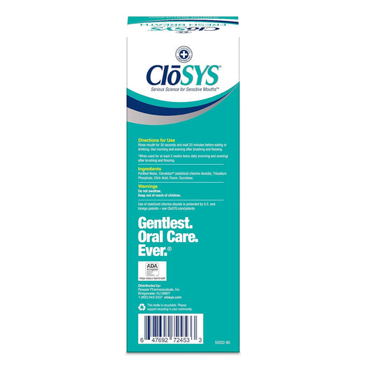 Closys Fresh Breath Sensitive Mouthwash, Gentle Mint, Alcohol Free, Dye Free, Ph Balanced, Helps Soothe Entire Mouth, Fights Bad Breath - 32 Oz (Pack Of 3)