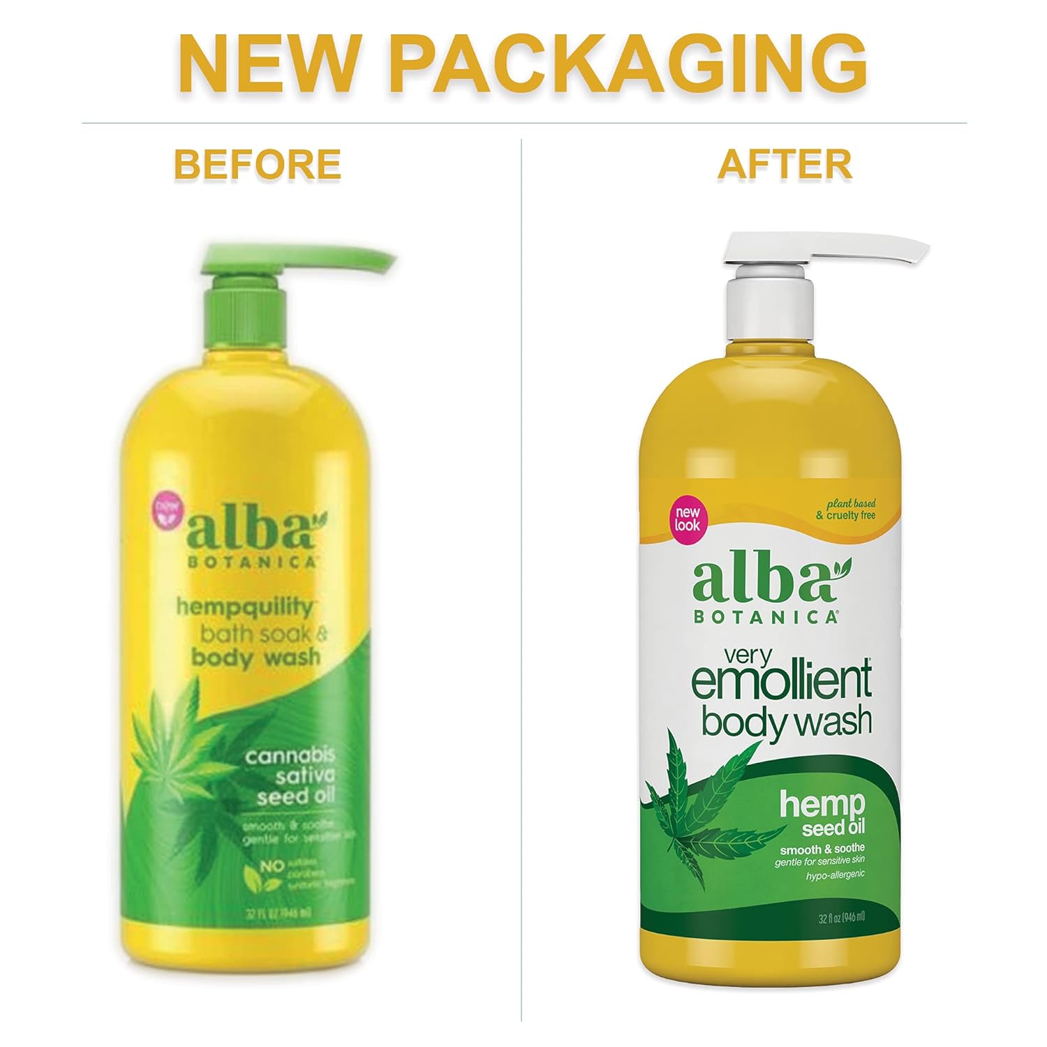 Alba Botanica Hempquility Bath Soak & Body Wash, Cannabis Sativa Seed Oil, 32 Oz : Beauty & Personal Care