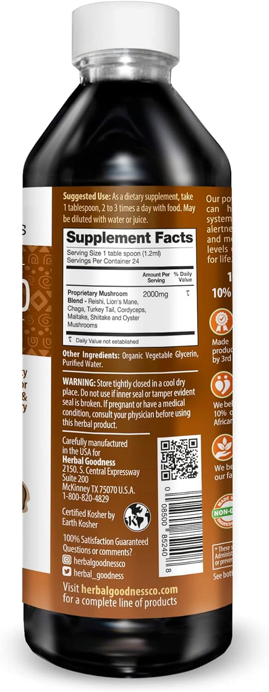Mushroom Blend 12oz - Lions Mane Liquid Mushroom Supplement - Nootropic Mushroom Extract - Immune Support, Joint Health Support, Nootropic Health, Dynamic Brain