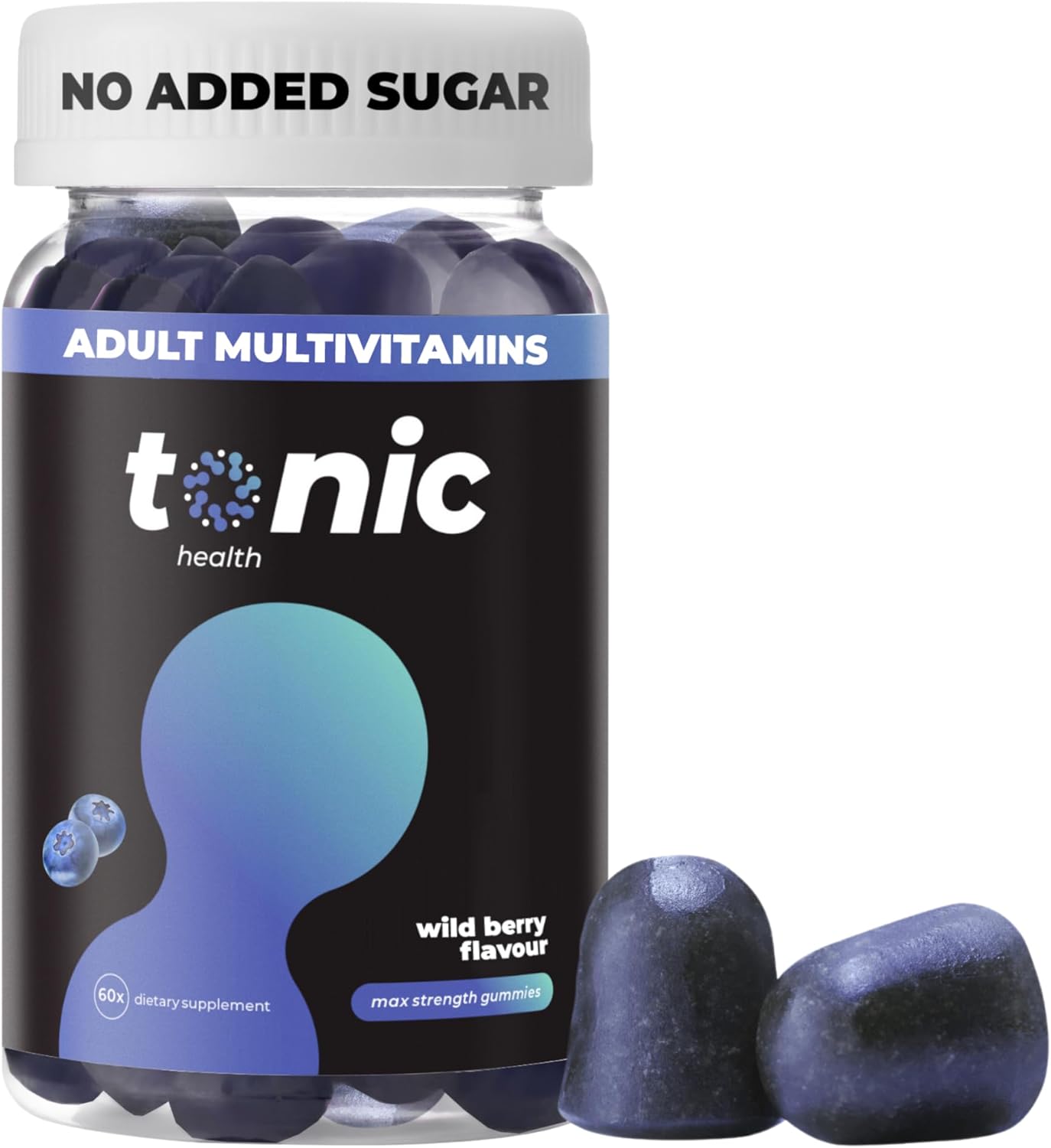 Tonic Health Multivitamin Gummies For Adults - 14 In 1, Vitamins A, C, D, Zinc & Biotin, Wild Berry Flavour, Month Supply (60 Count), No Added Sugar, No Sweeteners, Vegan Vitamin Gummies