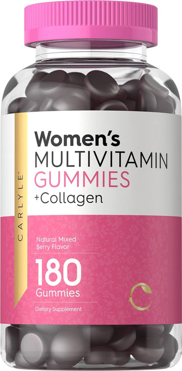 Carlyle Multivitamin for Women | 180 Gummies | Mixed Berry Flavor | with Collagen | Non-GMO, Gluten Free Supplement