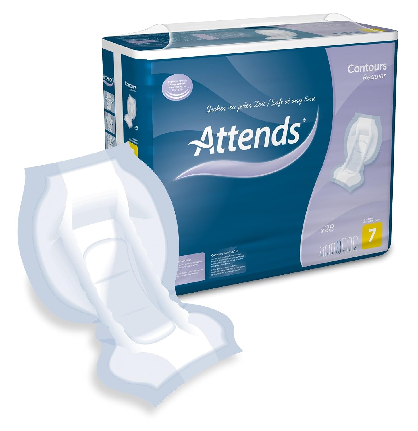 Fleming Medical At0083 Attends Level 7 Contours Regular Pad, 650Mm X 19Mm X 6.9Mm, Pack Of 28