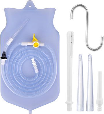 Enemas for Colon Cleanse 2L Enema Bag for Colon Detox Cleanse Enemas Long Silicone Hose Multi-Size Reusable Tips Controlled Water Flow Enema Kit