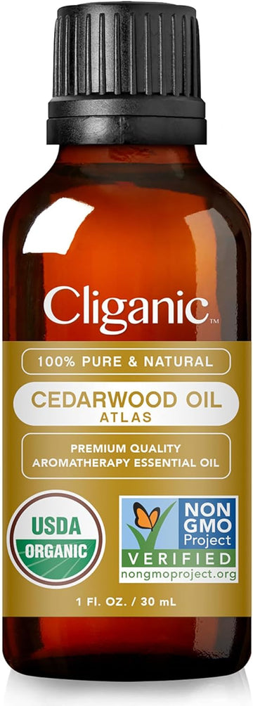 Cliganic Organic Cedarwood Essential Oil - 100% Pure Natural Undiluted, For Aromatherapy Diffuser | Non-Gmo Verified