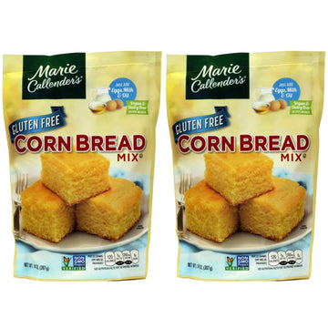 Marie Callender’s CornBread Mix, GLUTEN FREE, 14OZ BAG. Add Eggs, Milk, Oil. Then Mix and Bake. Makes 8” Loaf (Pack of 2)