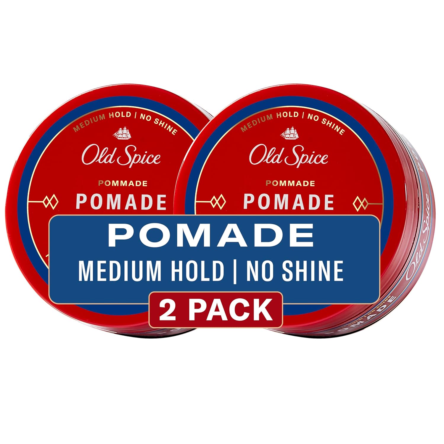 Old Spice Hair Styling Pomade For Men, Medium Hold No Shine 2.22 Fl Oz Each, Twin Pack