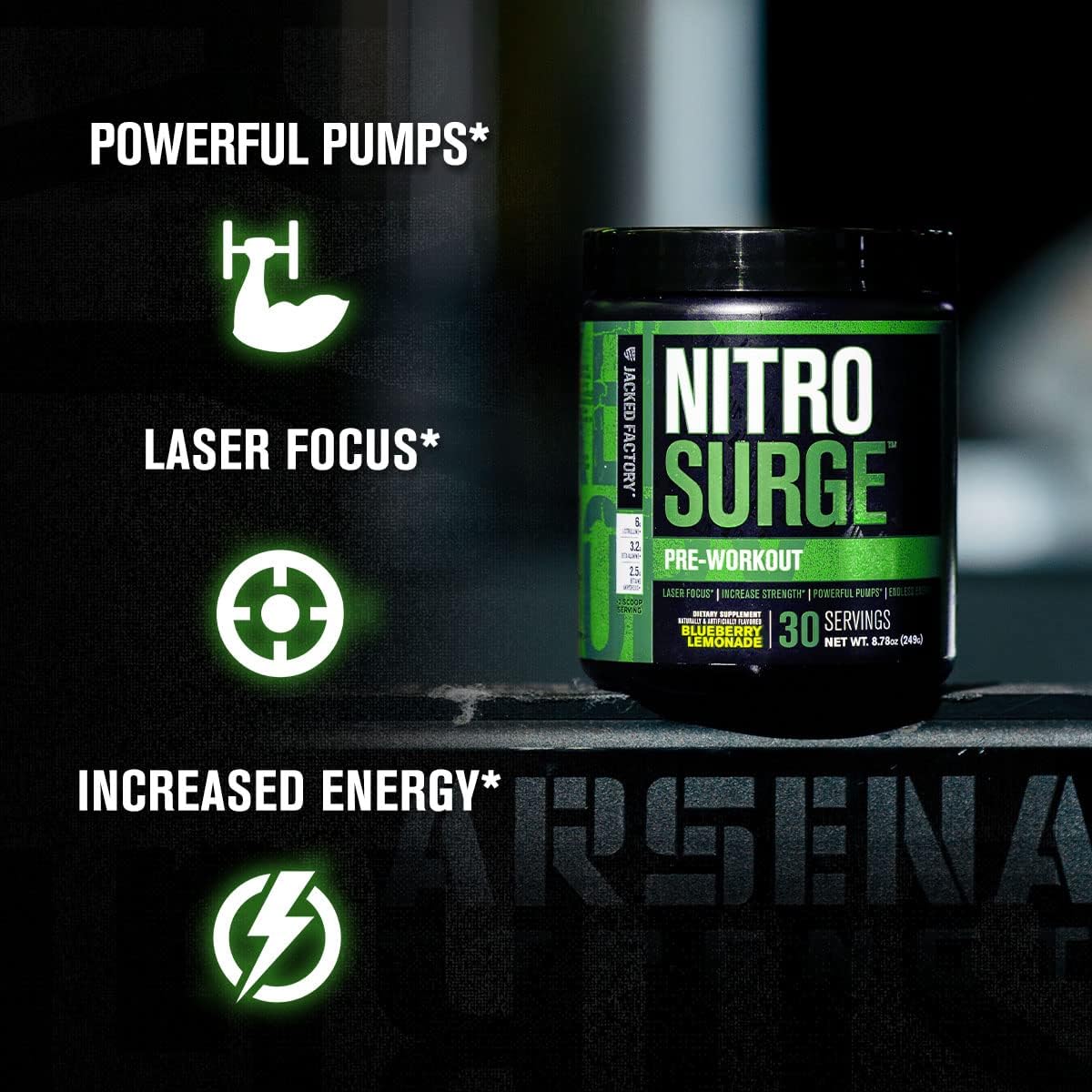 Jacked Factory Nitrosurge Pre-Workout in Blueberry Lemonade & Watermelon Nitrosurge Shred Thermogenic Pre-Workout for Men & Women : Health & Household