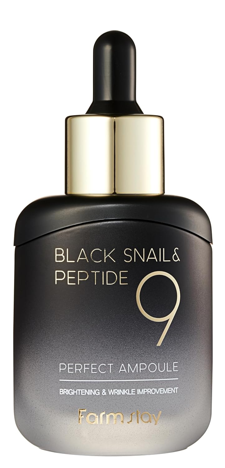 Farmstay Black Snail & Peptide9 Perfect Ampoule- Deep Hydration & Skin Resilience, Lightweight & Non-Sticky Formula, For All Skin Types, 1.18 Fl.Oz