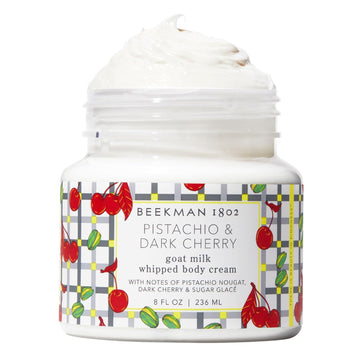 Beekman 1802 Pistachio & Dark Cherry Whipped Body Cream - 8 Fl Oz - Scented - Moisturizes, Soothes & Softens - With Coconut Oil And Mango Seed Butter - No Irritation - Good For Sensitive Skin
