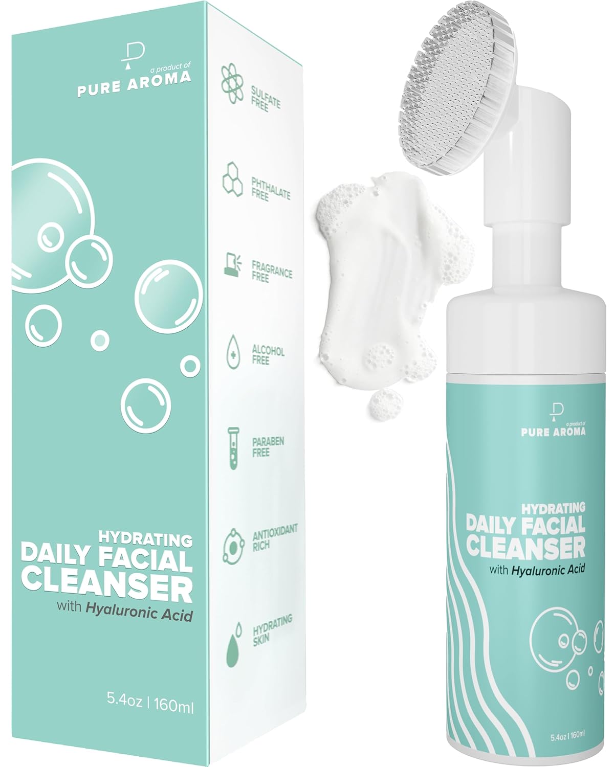 Pure Aroma Hydrating Daily Facial Cleanser | Foaming Face Wash & Makeup Remover With Hyaluronic Acid, Glycerin | For All Type Of Skin | Fragrance-Free, Paraben-Free, Sulfate-Free