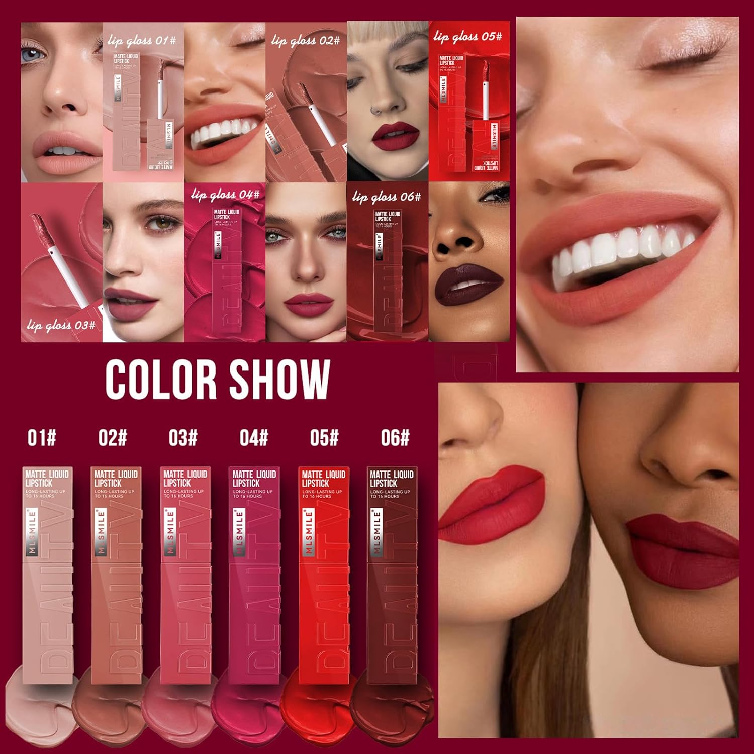 6 Colors Matte Liquid Lipstick Set, Velvet Smooth Nude Lip Gloss, Waterproof Moisturizing Long Lasting Highly Pigmented Matte Lip Stain Makeup Gift Kit For Women