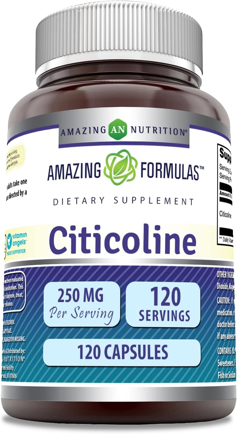 Amazing Formulas Citicoline 250Mg 120 Capsules Supplement | Non-Gmo | Gluten Free | Made In Usa