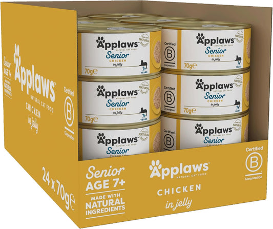 Applaws Natural Senior Wet Cat Food, Chicken in a Soft Mousse 70g Tin (Pack of 24 x 70g Tins)?1302CE-A