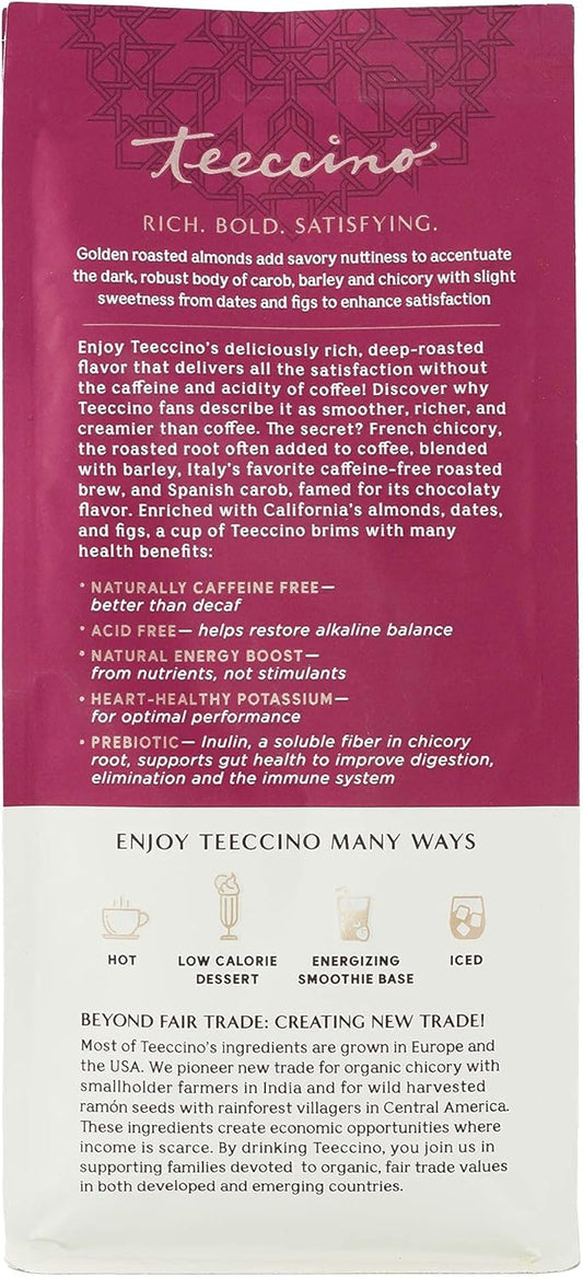 Teeccino Orange Chicory Coffee Alternative - Ground Herbal Coffee That’S Prebiotic, Caffeine Free & Acid Free, Light Roast, 11 Ounce