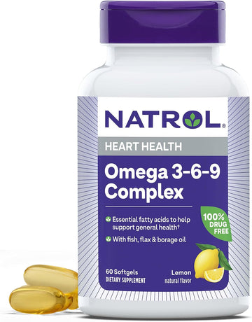 Natrol, Omega 3-6-9 Complex Softgels, Heart Health Dietary Supplement, 1200 Mg, 60 Count