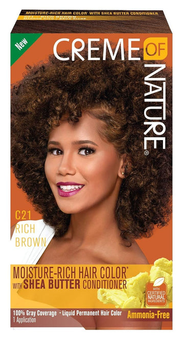 Creme of Nature Moisture Rich Hair Color Kit, C21 Rich Brown, 1 Application : Beauty & Personal Care