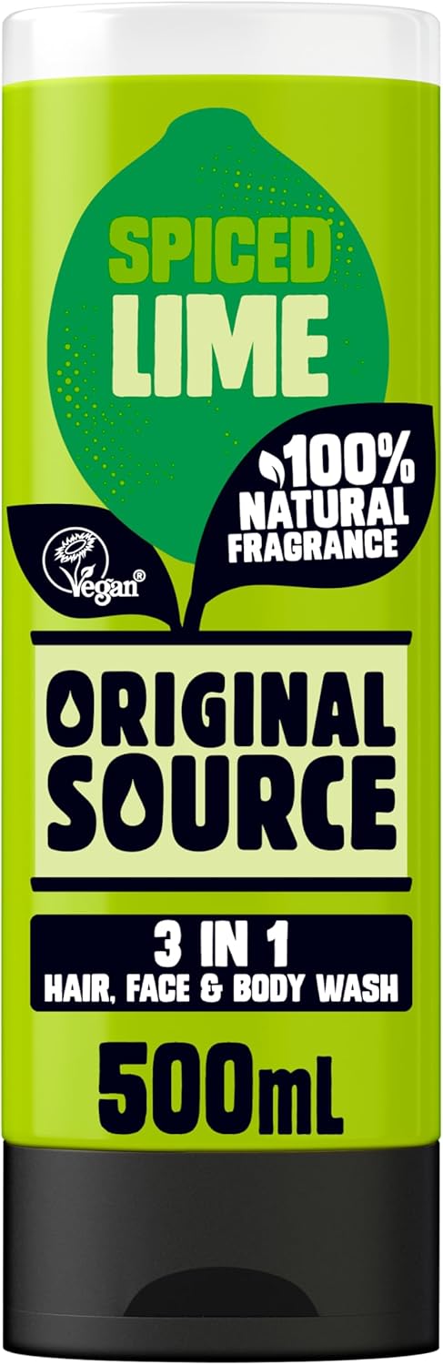 Original Source Mens 3in1 Spiced Lime Shower Gel, 100 Percent Natural Fragrance, Vegan, Cruelty Free, Paraben Free, Bulk Buy, Pack of 6 x 500 ml : Amazon.co.uk: Beauty