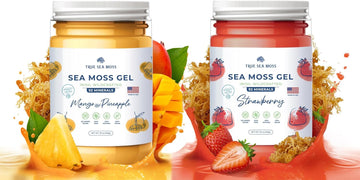 Trueseamoss Wildcrafted Irish Sea Moss Gel Mango And Strawberry Bundle Organic Raw Seamoss Rich In Minerals, Proteins & Vitamins