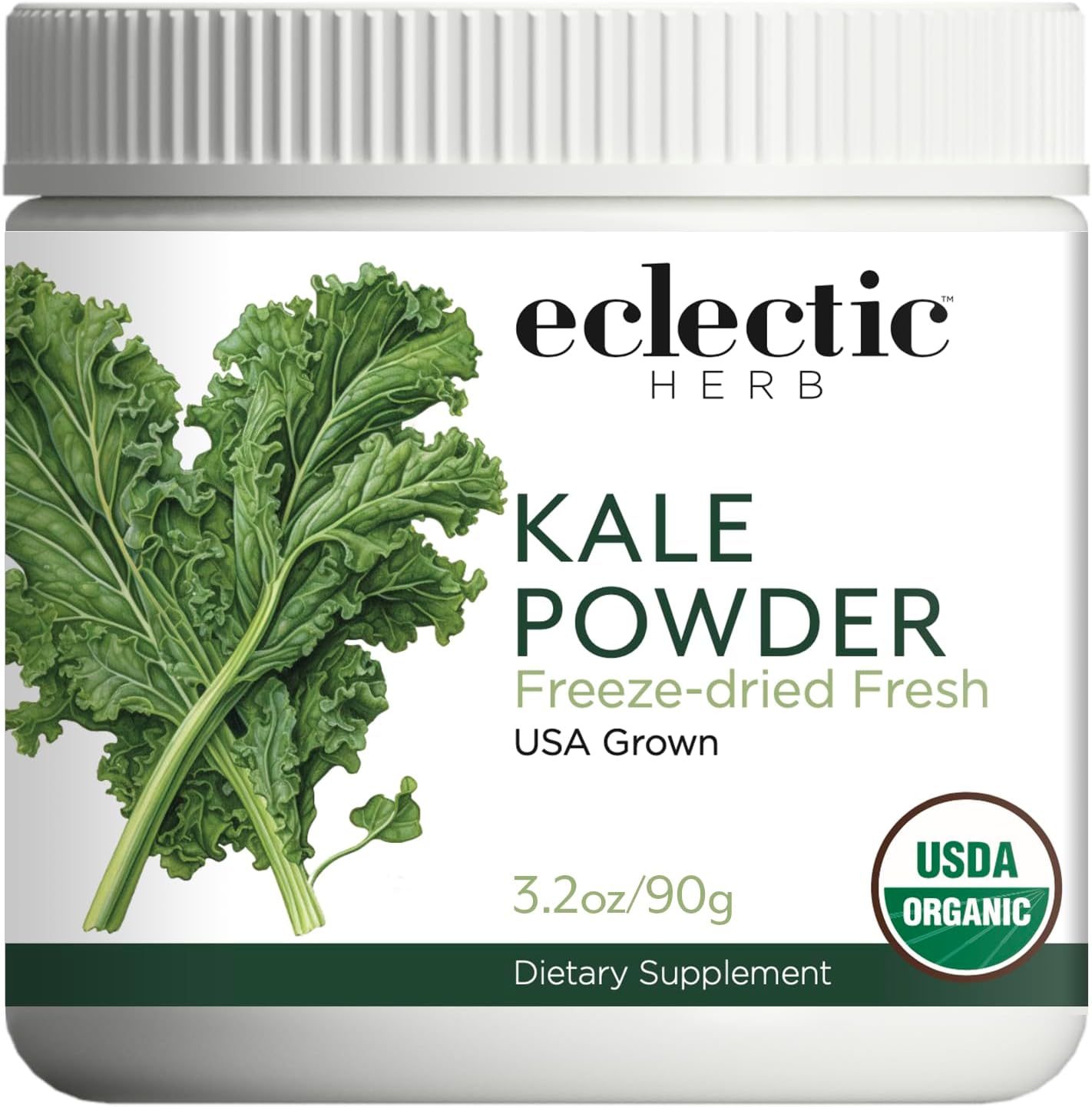 Eclectic Herb Raw Fresh Freeze-Dried Kale Whole Food Powder | 3.2 Oz (90 G)