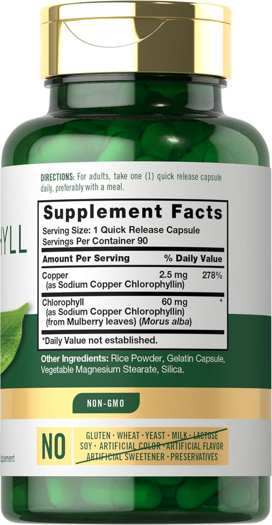 Carlyle Chlorophyll Pills | 90 Capsules | Naturally Occurring Pigment | Chlorophyll Concentrate Supplement | Non-GMO, Gluten Free Complex