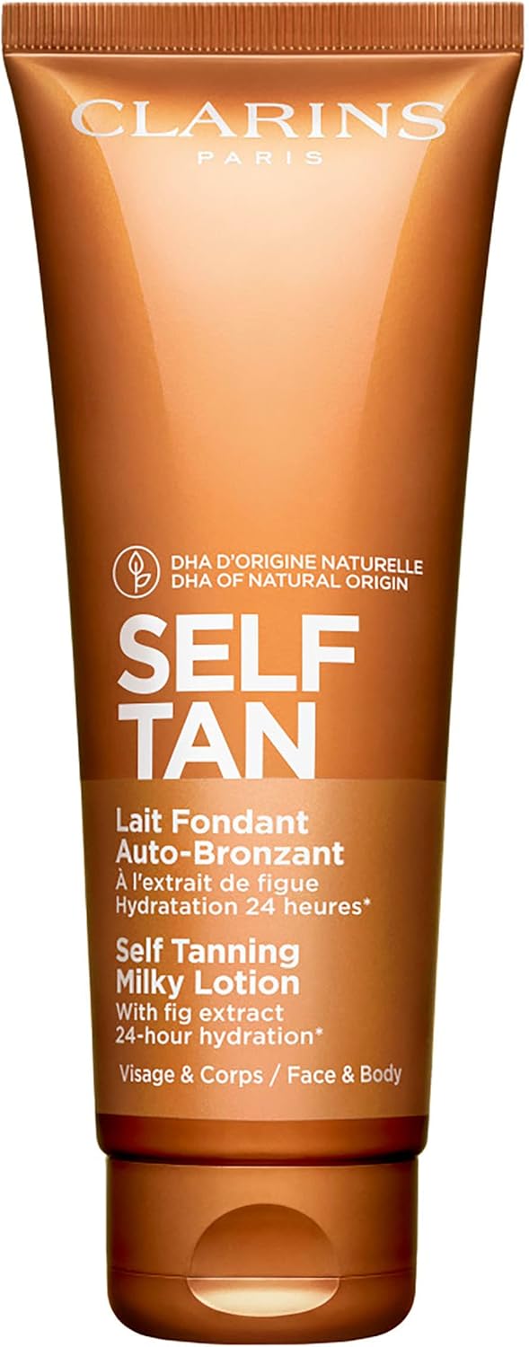 Clarins Self Tanning Milky Lotion | Streak-Free Natural Glow For Face & Body | Hydrating, Buildable Tan