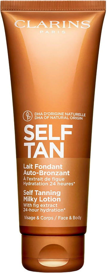 Clarins Self Tanning Milky Lotion | Streak-Free Natural Glow For Face & Body | Hydrating, Buildable Tan