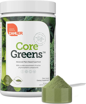 Zahler Core Greens Powder Nutrition Supplements - Superfood Powder - Super Green Juice & Smoothie Mix - Phytonutrient Rich Super Greens Powder With Spirulina, Chlorophyll & More - Kosher Superfood