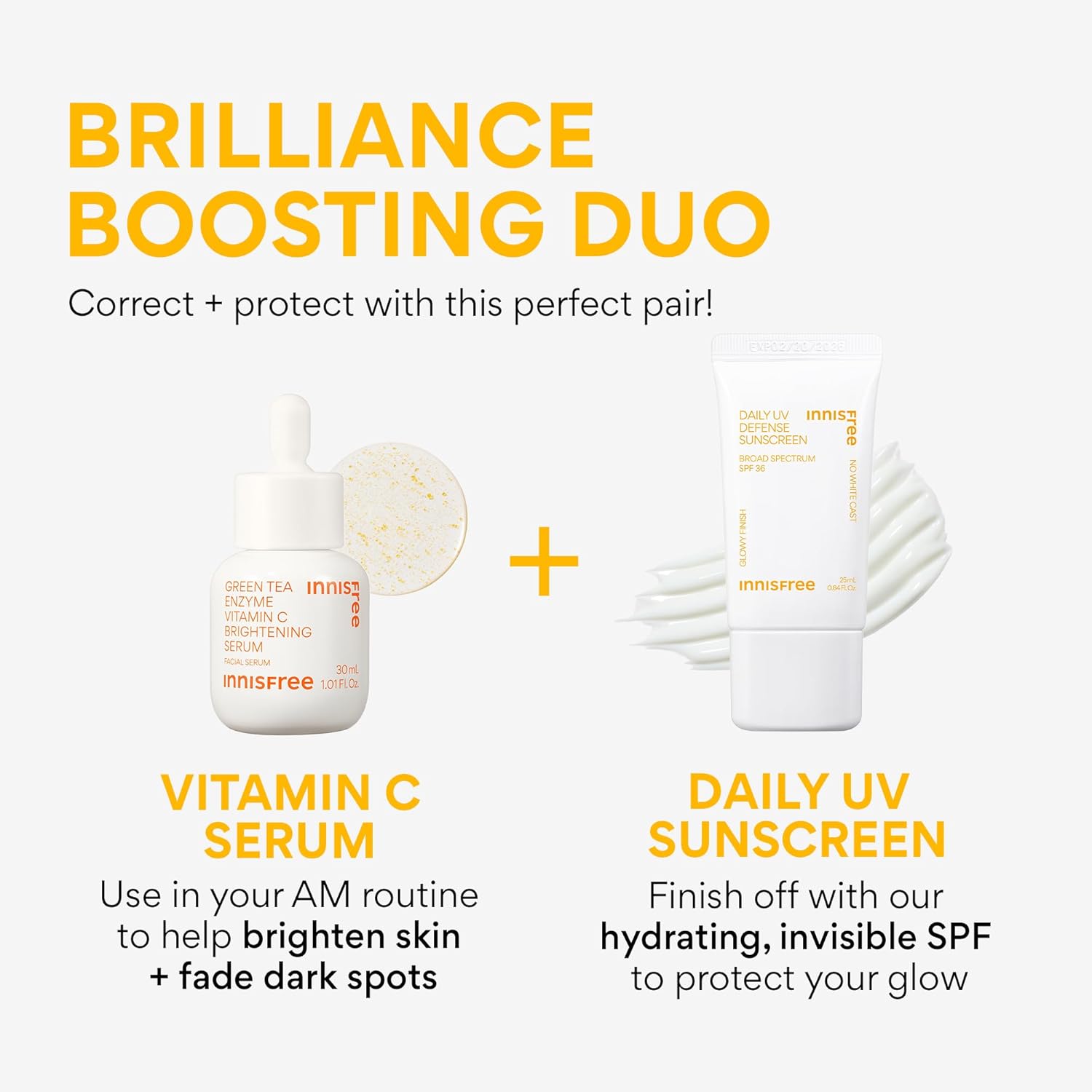 Innisfree Brighten + Protect Set, Skincare Set With Korean Sunscreen For Face And Vitamin C Serum For Glow And Radiance : Beauty & Personal Care