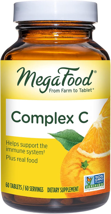 Megafood Complex C - Vegan Immune Support Supplement With Vitamin C 250 Mg, Made With Real Food Including Orange, Cranberry & Brown Rice, Gluten-Free, Kosher - 60 Tablets, 60 Servings