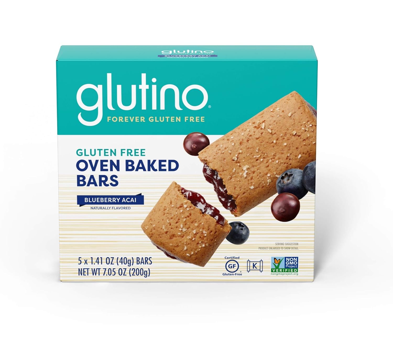 Glutino Gluten Free Oven Baked Bar, Blueberry Acai, Naturally Flavored, 5 Ct (Pack Of 12)