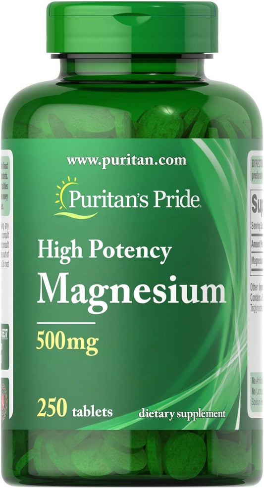 Puritan's Pride Magnesium 500 Mg-250 Tablets, 250 Count : Health & Household