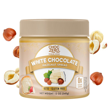 Choczero Keto White Chocolate Hazelnut Spread - Keto Friendly, No Sugar Added, Best Low Carb Dessert, Perfect Topping For Breakfast, Naturally Sweetened With Monk Fruit (1 Jar, 12 Oz)