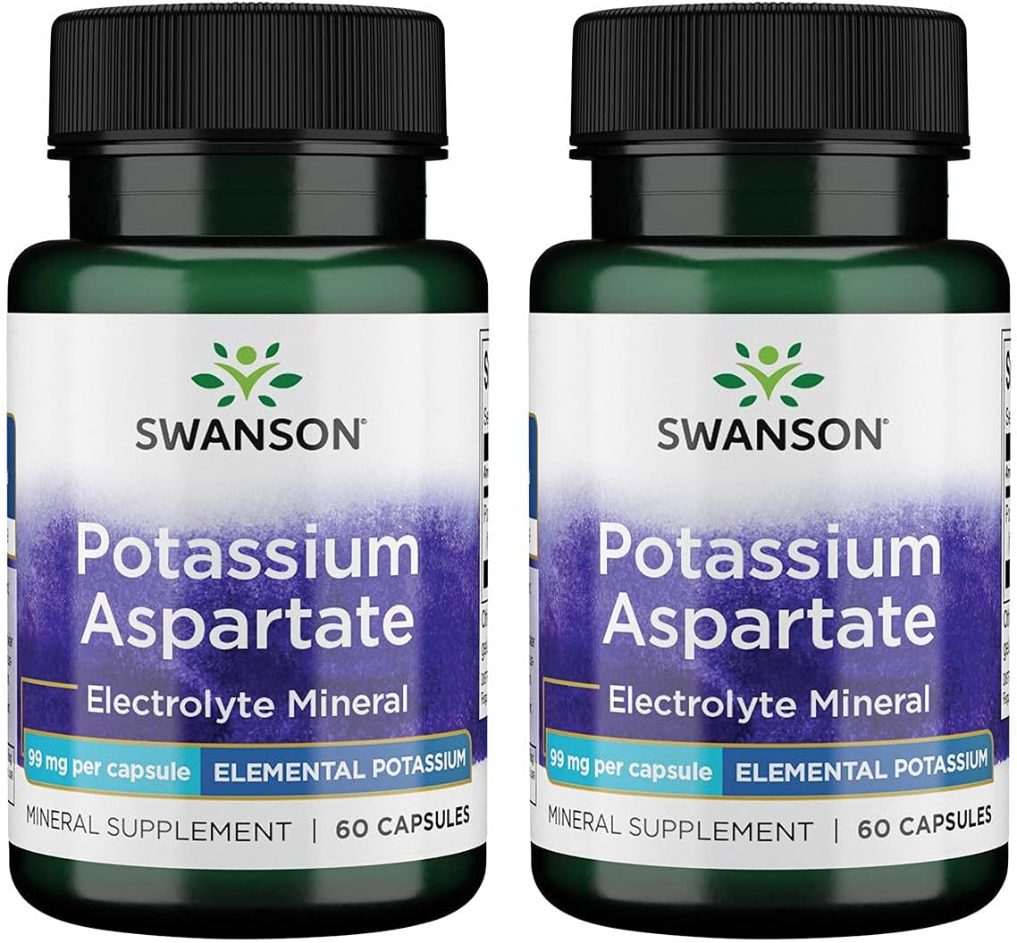 Swanson Potassium Aspartate 99 Milligrams 60 Capsules (2 Pack)