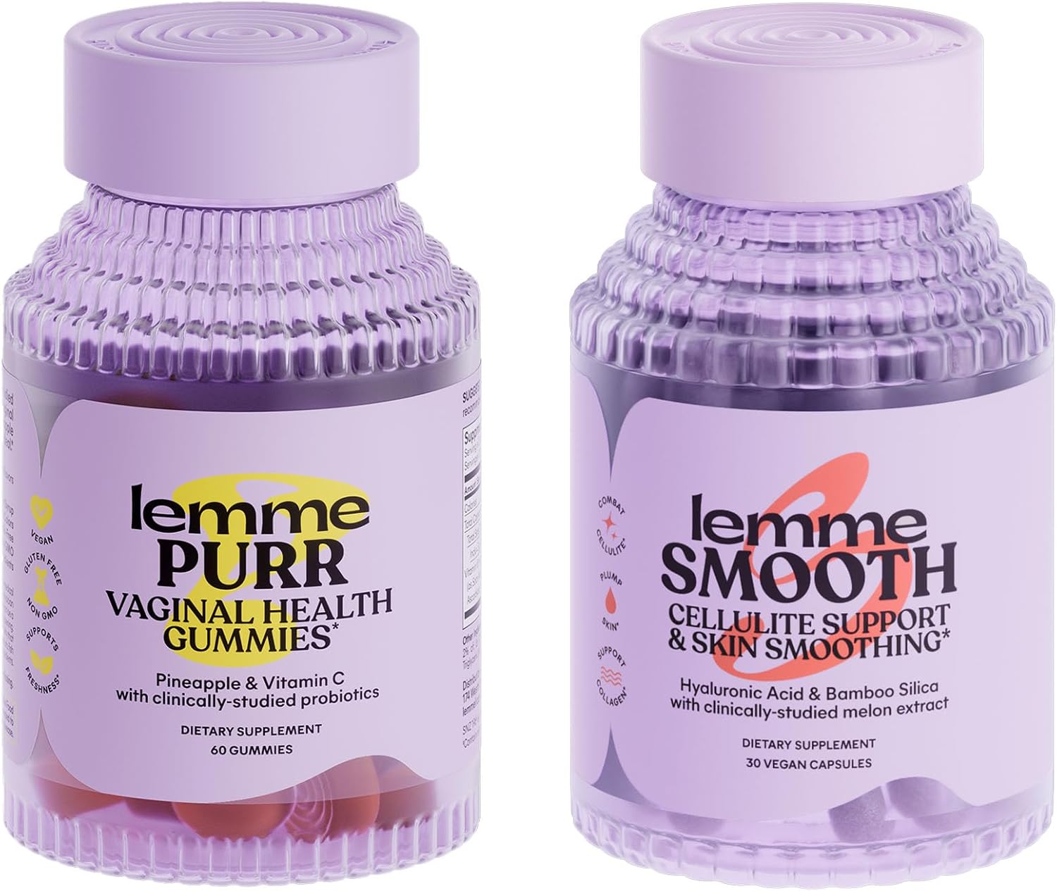 Lemme Purr Gummies For Women & Smooth Anti Cellulite Capsules Bundle - Support Vaginal Health & Reduce Cellulite* - Vegan, Gluten Free, Non-Gmo