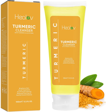 Turmeric Face Wash, Turmeric Clear Skin Liquid Soap – 100% Natural Anti Aging Exfoliating Facial Cleanser For Spots, Clearing Acne Scars, Age Spots, Sun Damage, Discoloration – Bath Soap