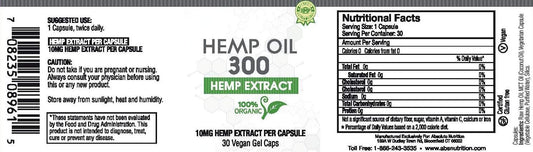 Absolute Nutrition Hemp Oil Capsules 30ct - 100% Organic Hemp Extract