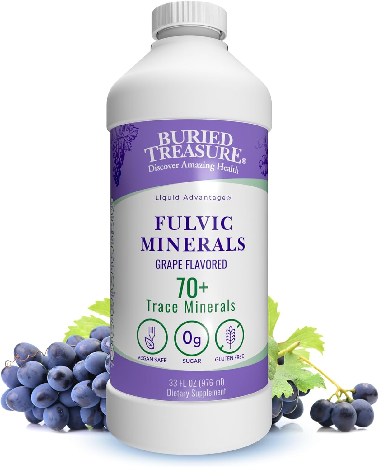 Buried Treasure Fulvic Mineral Complex, 32 Fl Oz, Grape Flavored