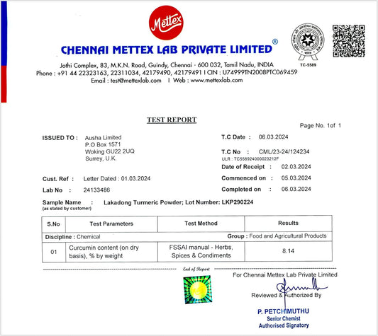 Ausha Lakadong Turmeric Powder 100G - 8-9% Curcumin - Premium Quality