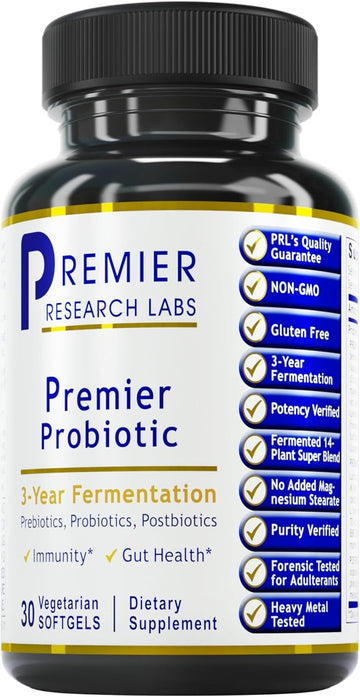 Premier Research Labs Probiotic Caps - Pre-, Pro-, And Post-Biotics - For Healthy Gut, Digestive Health & Immune Support - Beneficial Bacteria - 30 Vegetarian Softgels