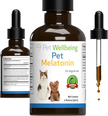Pet Wellbeing Pet Melatonin For Cats - Vet-Formulated - Support For Feline Hyperthyroid, Natural Relaxant, Sleep Support - Liquid Supplement 2 Oz (59 Ml)