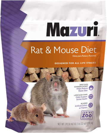 Mazuri | Pet Rat & Mouse Food | Rodent Pellet Blocks| 2 Pound (2 Lb.) Bag